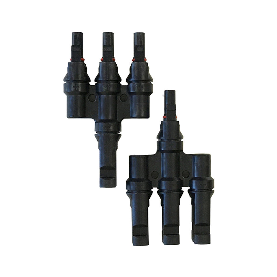 Renogy 3-to-1 branch connector for parallel solar wiring, offering weather-resistant reliability.