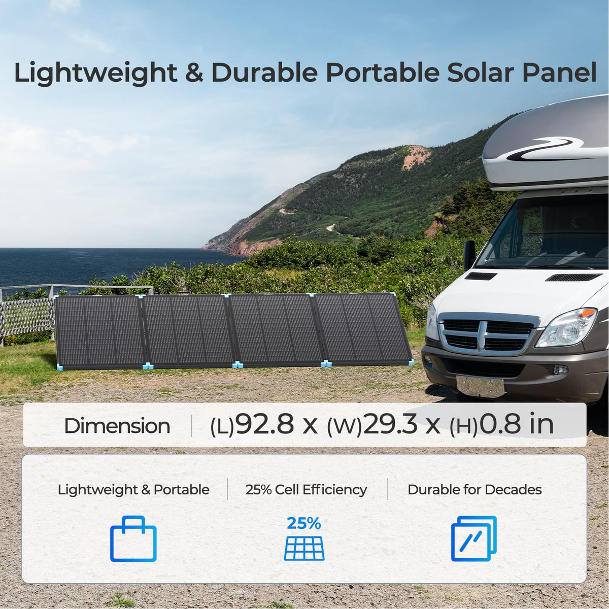 Renogy 300W suitcase folds compactly for storage in vehicles.