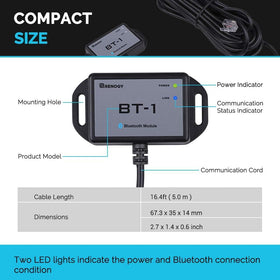 Renogy BT-1 provides an 82ft range for flexible monitoring of multi-controller setups