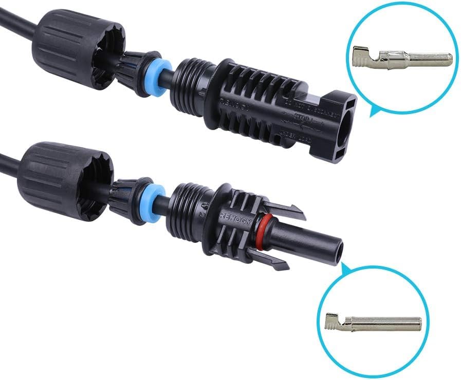 Renogy red and black connectors provide clear polarity and secure connections.
