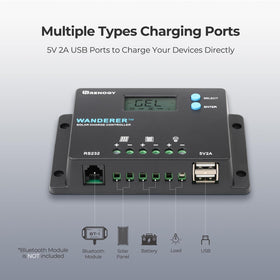Renogy Wanderer 10A USB port enables direct charging on the go.