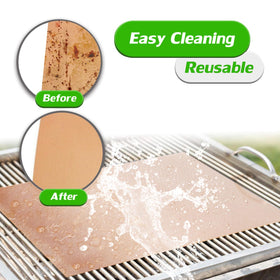 Renook copper grill mats illustrating heat resistance during grilling
