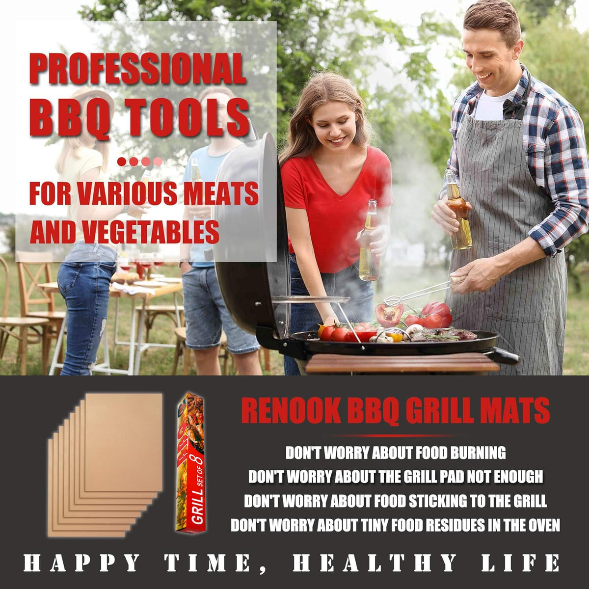 Renook copper mats with non-stick coating prevents sticking while grilling