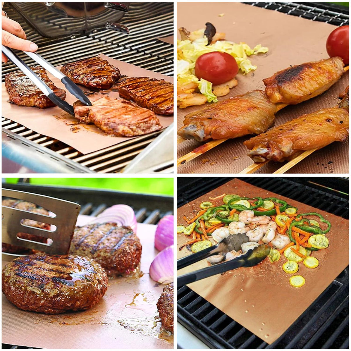 Renook copper mats used for baking and roasting alongside grilling