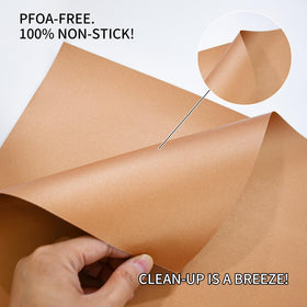 Renook copper mats shown as PFOA-free, reusable, dishwasher-safe option