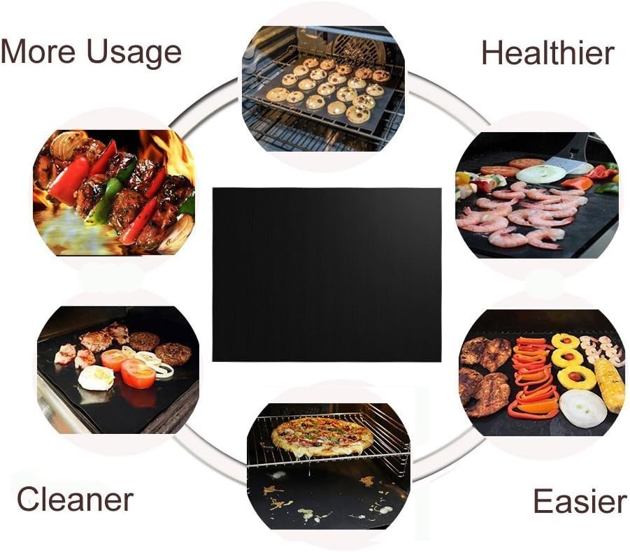 Renook grill mats cut to fit pans to prevent sticking and spills.