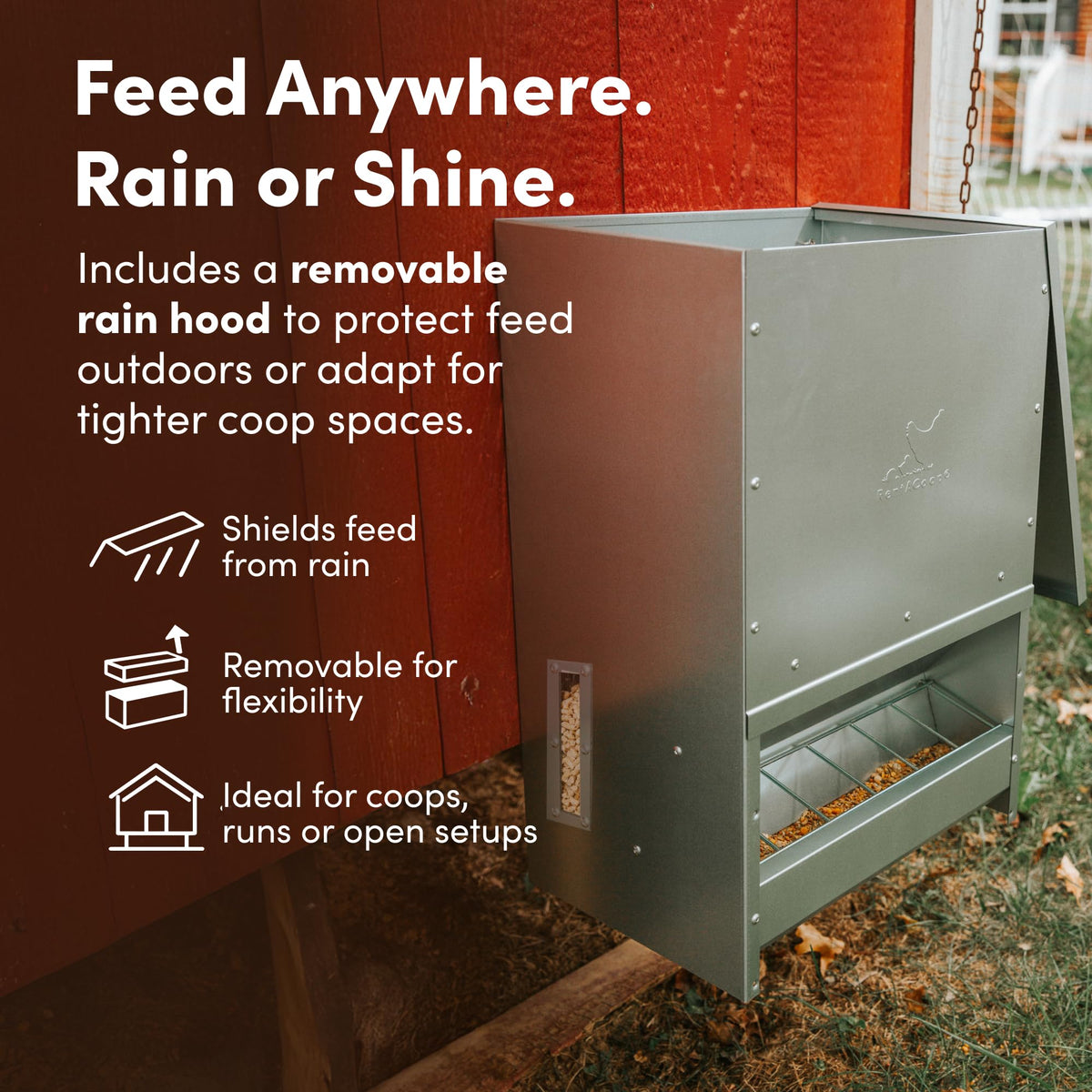 RentACoop 50lb capacity reduces refills on busy farms