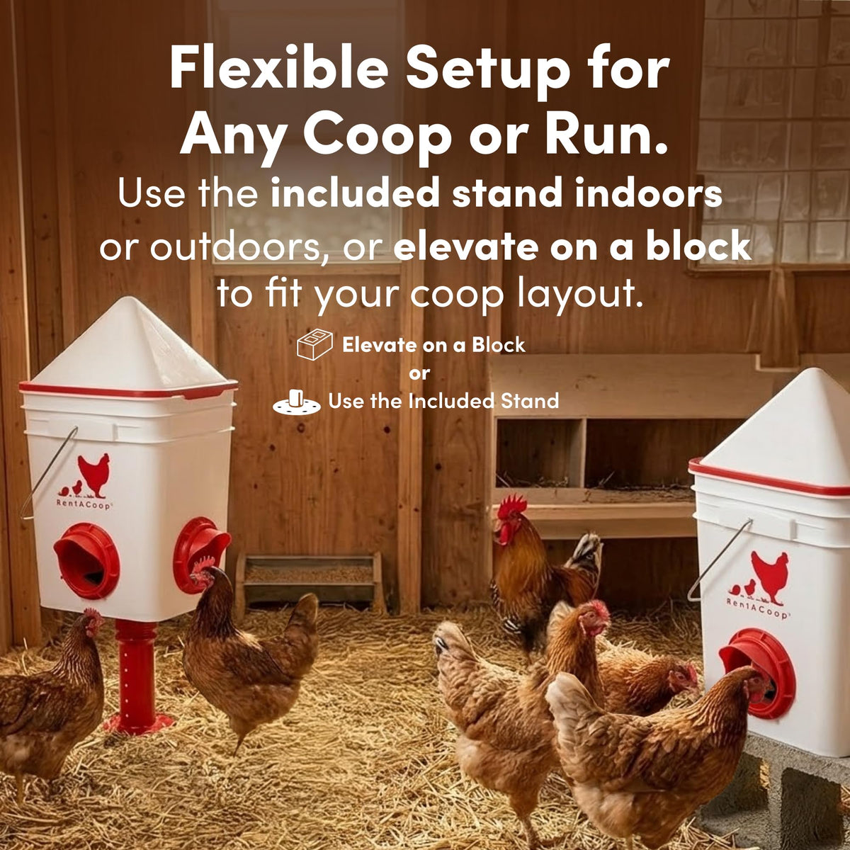 RentACoop adjustable stand for indoor and outdoor installation