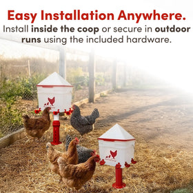 RentACoop anti-roost cone closeup emphasizing clean coop access