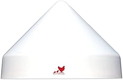 RentACoop anti-roost cone on round bucket demonstrates easy installation for DIY setups.