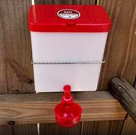 RentACoop bottle bracket placed near perches invites birds to sip during roosting.