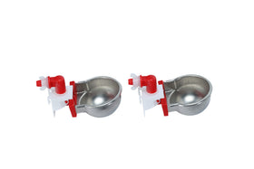 RentACoop Rac Paws metal cup assembly enables auto-fill watering for small pets.
