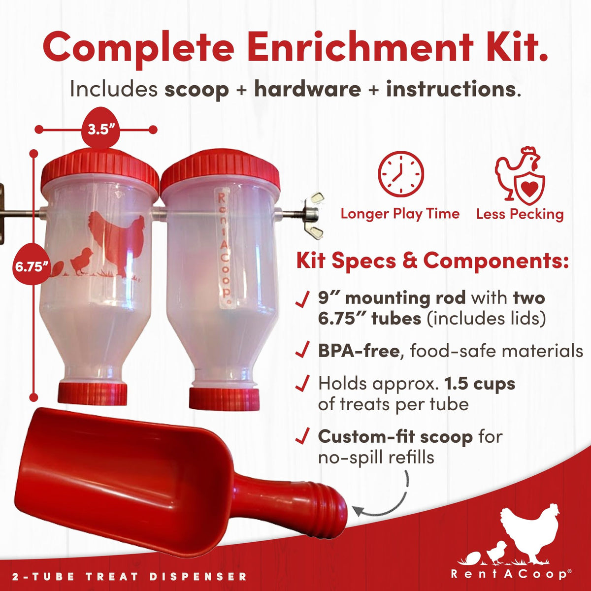 RentACoop two-peck activated tubes engage hens with slow-release treats