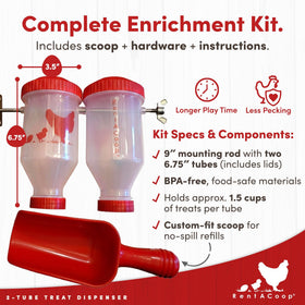 RentACoop two-peck activated tubes engage hens with slow-release treats
