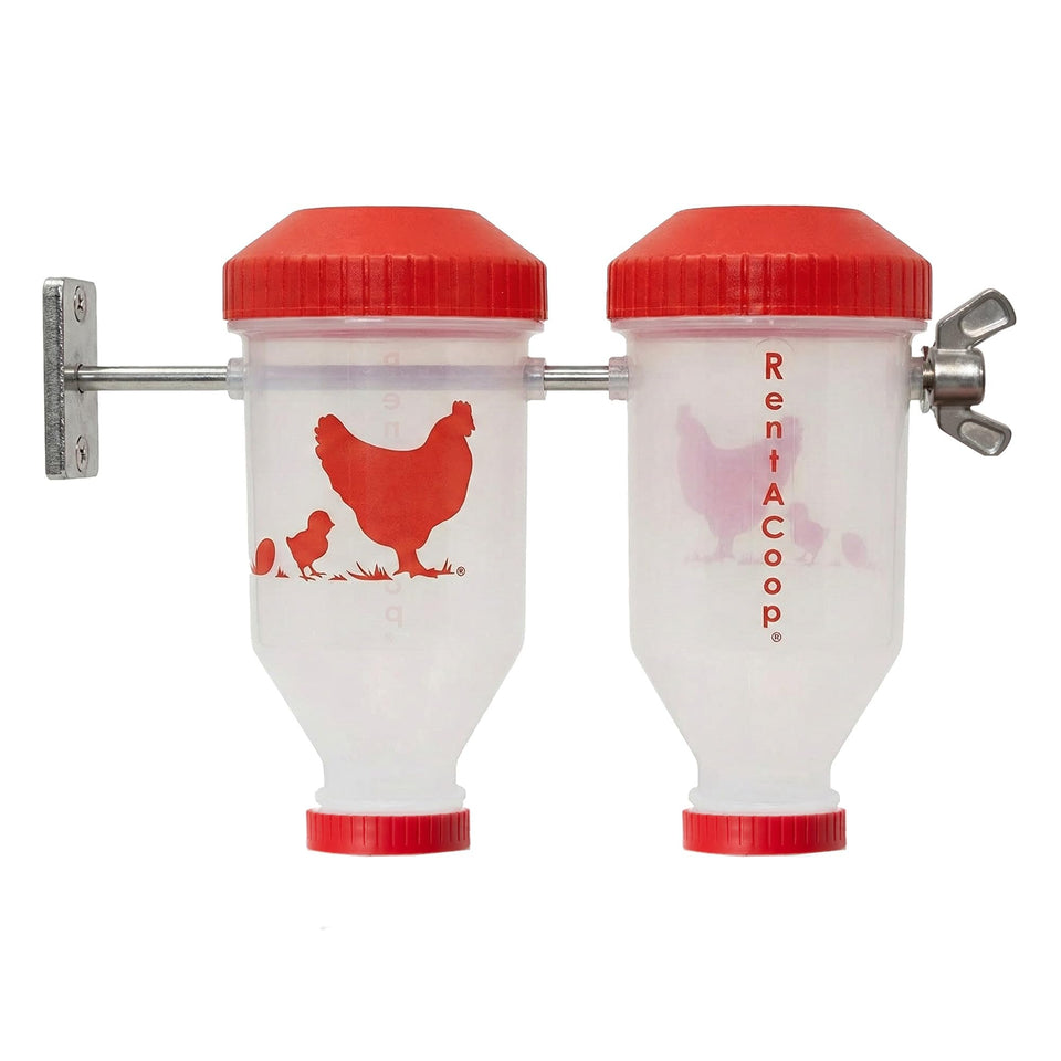 RentACoop wall-mount chicken treat dispenser enhances coop enrichment and reduces boredom