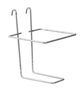 RentACoop wire bracket mounting a 1L drinking bottle for flexible placement.