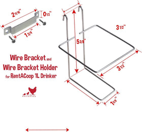 RentACoop wire bracket mounted on a fence for accessible hydration.