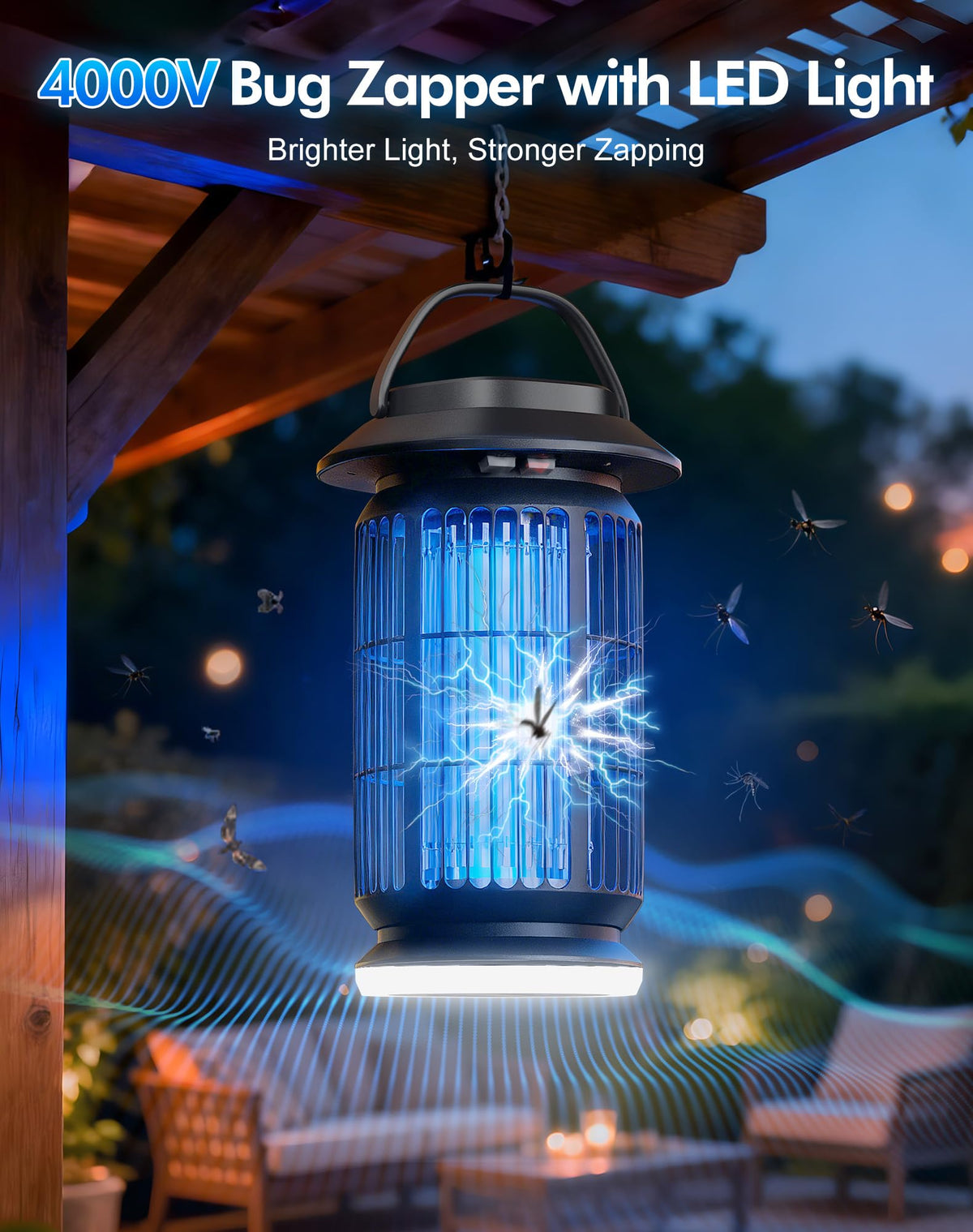 REOGLE 4000V grid delivers instant insect elimination.