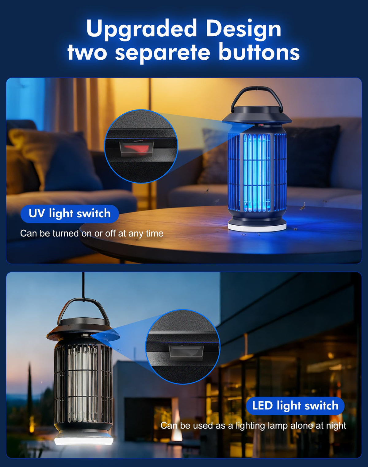 REOGLE bug zapper UV light attracts insects for quick capture.