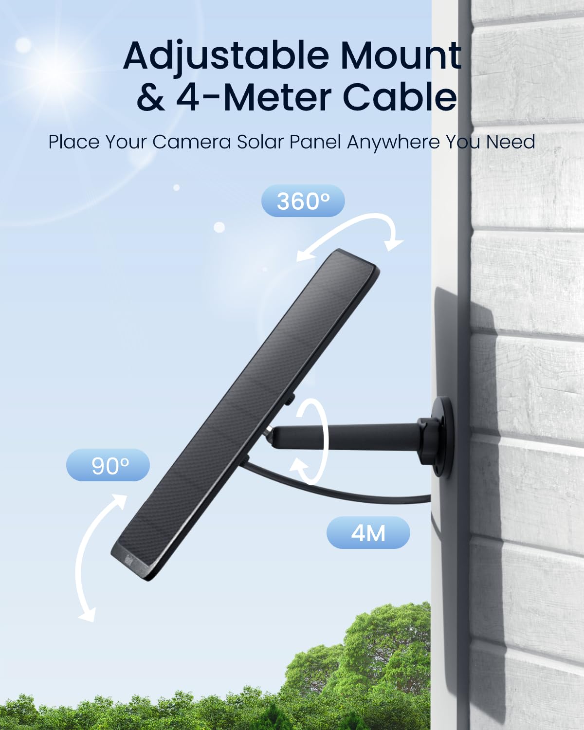 Adjustable mount on the REOLINK panel maximizes sun exposure year-round.