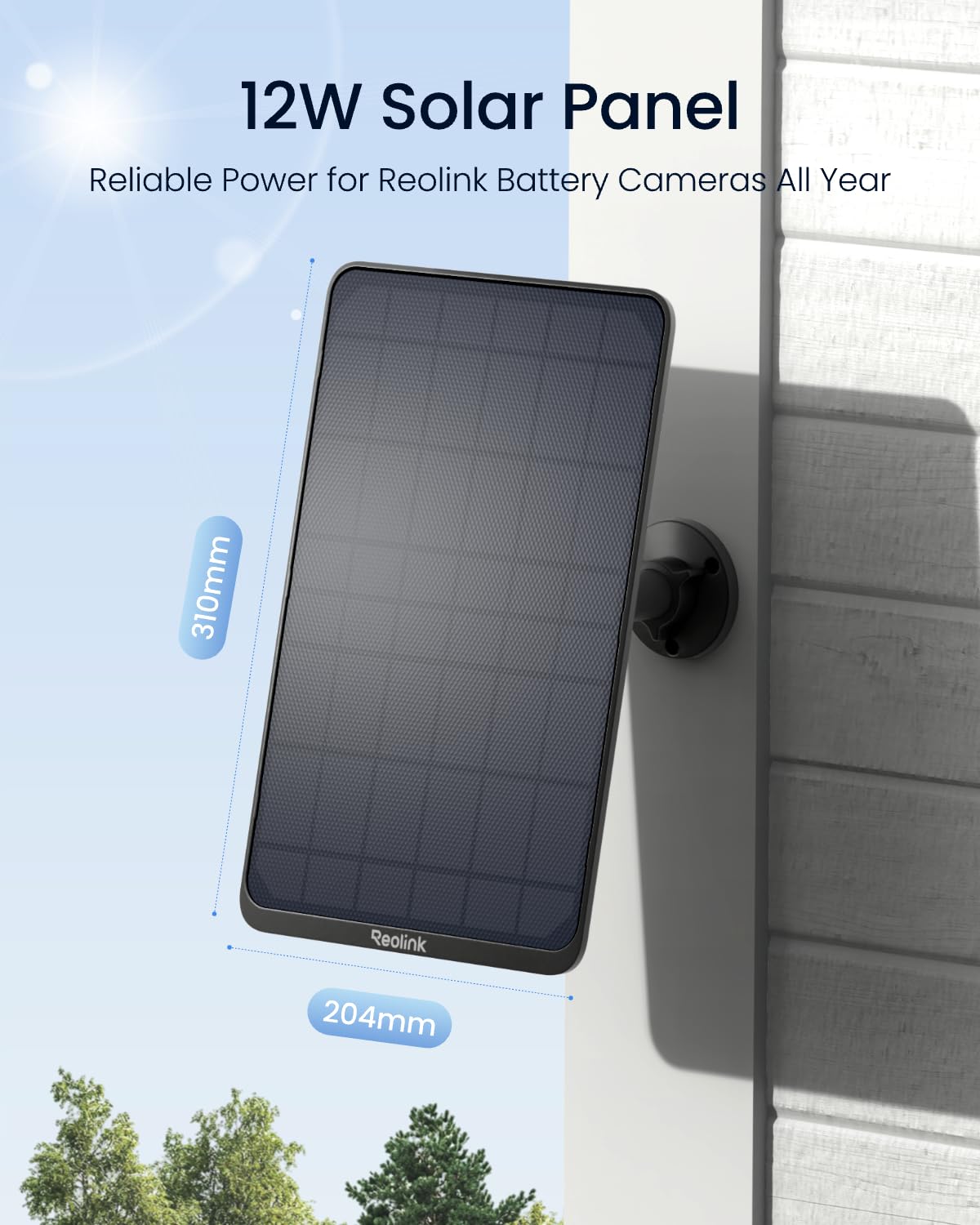 REOLINK solar panel with a 4m cable enables flexible sun placement.