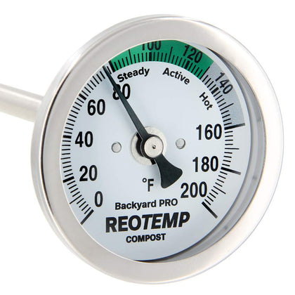 REOTEMP Backyard Pro Thermometer with 24-inch stem for accurate center-pile readings.