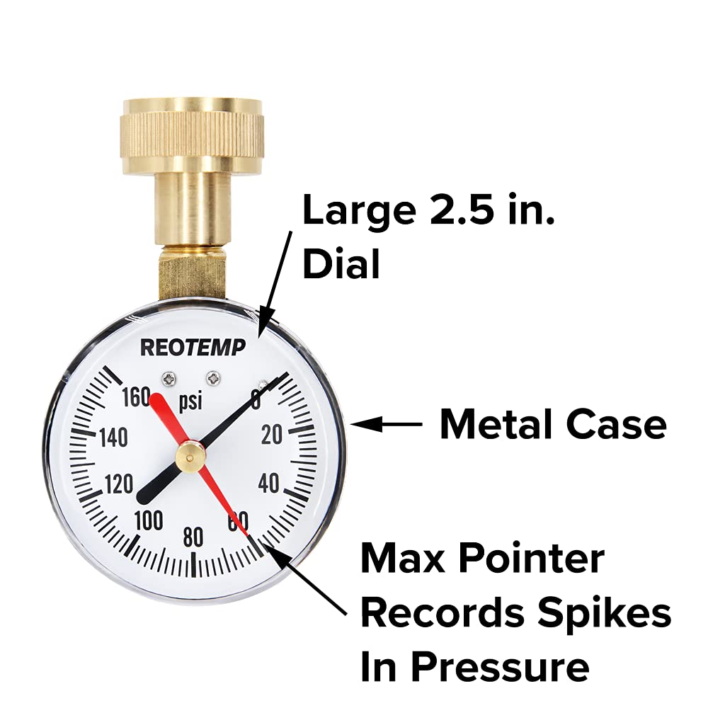 REOTEMP PD25H easy-to-read dial captures 0–160 PSI range.
