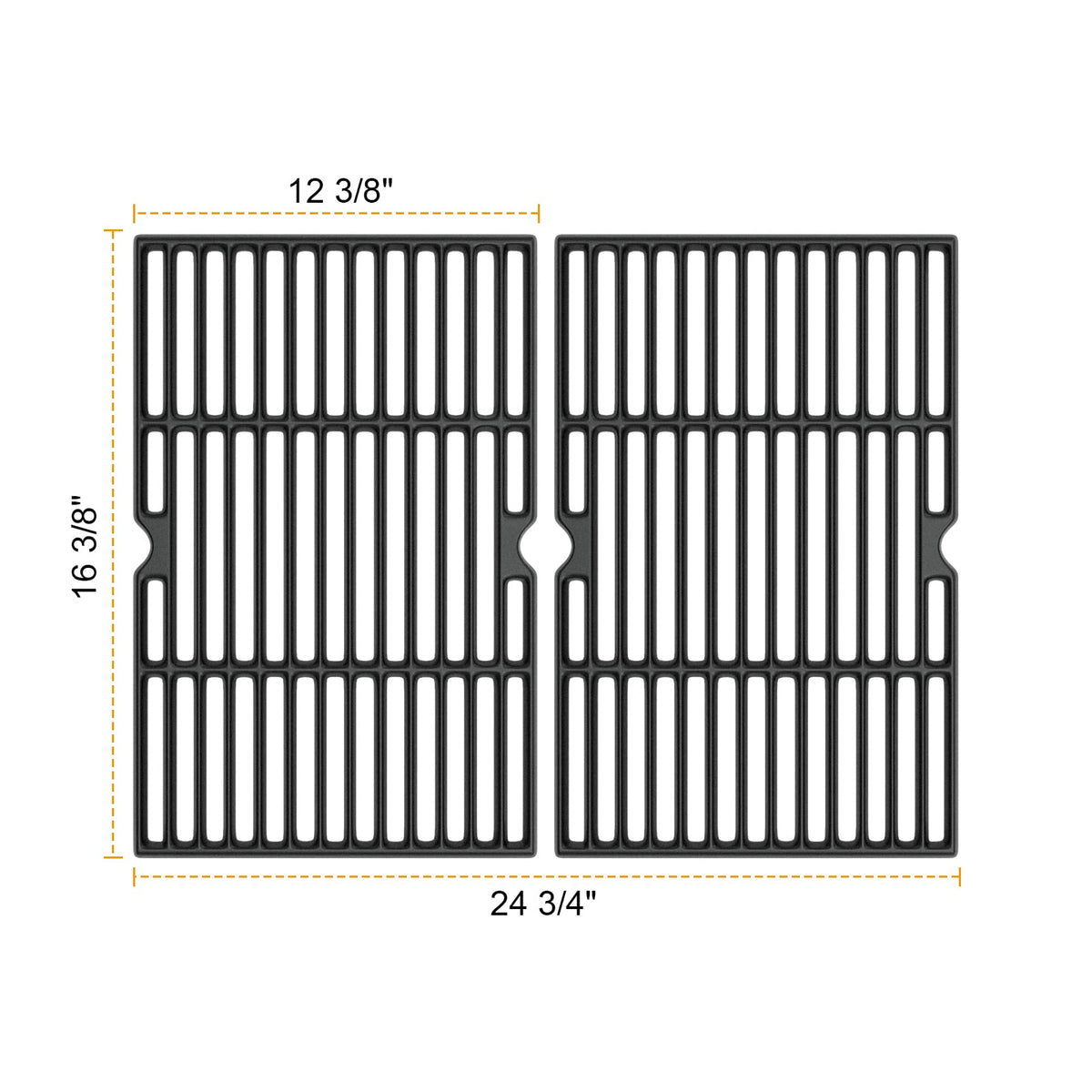 Replace Parts enamel cast iron grates side-by-side demonstrate uniform fit for consistent grilling