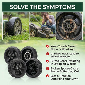 Replizo durable 8-inch wheels for HRN216 maintain consistent cutting height
