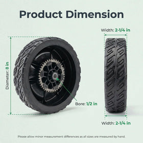 Replizo high-traction wheels for HRN216 tackle thick grass and slopes