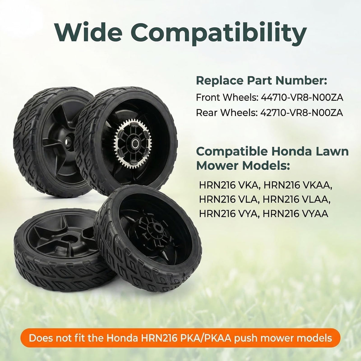 Replizo rear wheel 42710-VR8-N00ZA for Honda HRN216 boosts traction on uneven lawns