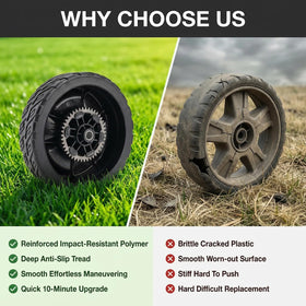 Replizo walk-behind mower wheels for HRN216 provide stable handling on varied terrain
