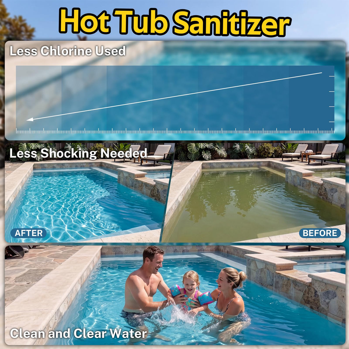 Replizo water care visual showing clear, balanced look after treatment