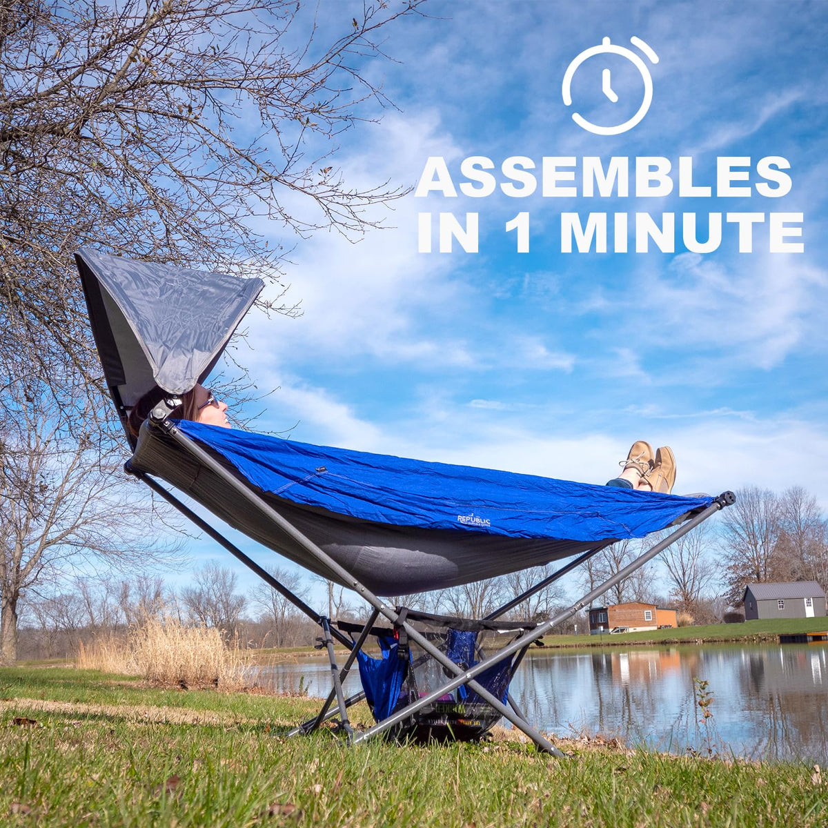 Republic of Durable Goods Mock One Hammock offers chair or bed suspended comfort.
