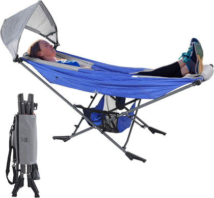 Republic of Durable Goods Mock One Hammock Stand setup for quick outdoor use.