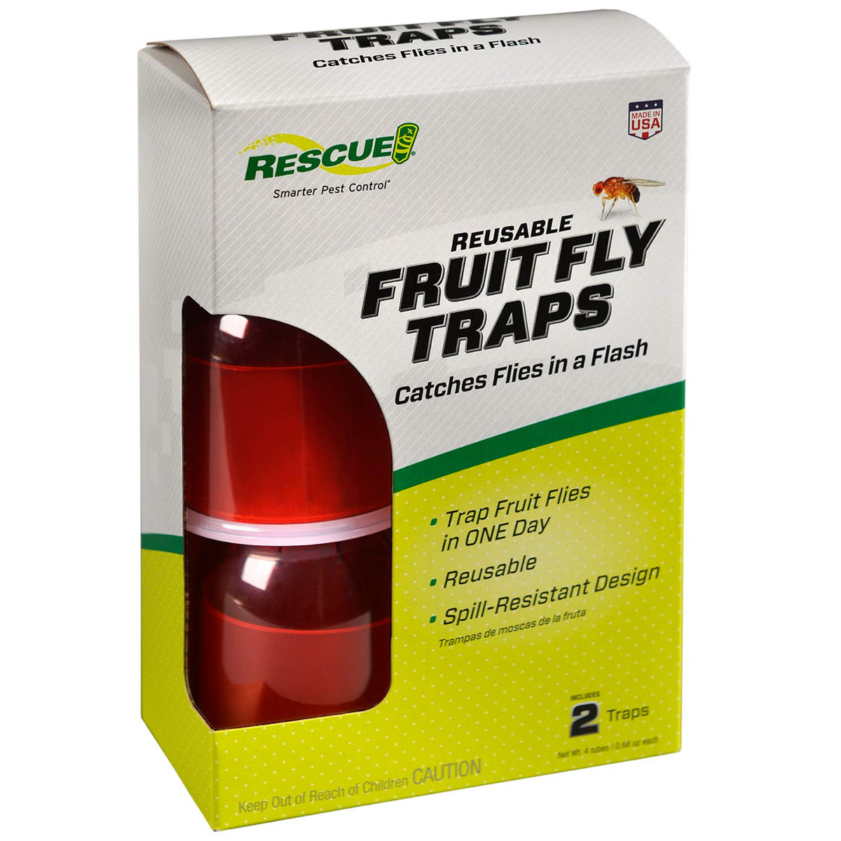 RESCUE! fruit fly traps—two-trap set for fast indoor fruit fly control near produce.