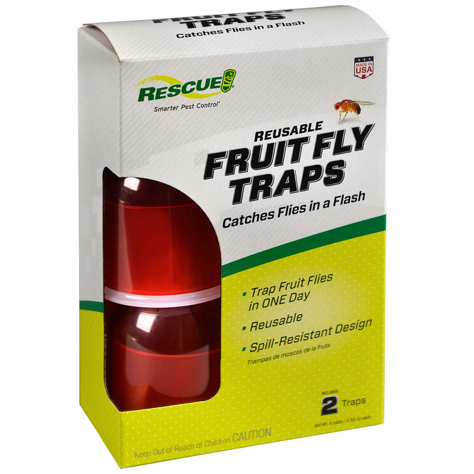 RESCUE! fruit fly traps—two-trap set for fast indoor fruit fly control near produce.