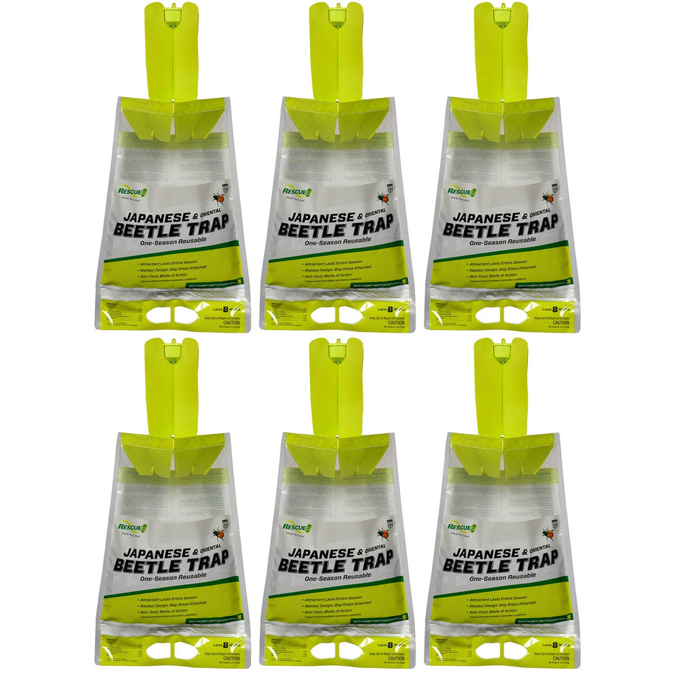 RESCUE! Japanese Beetle Trap panels attract beetles to protect garden plants.