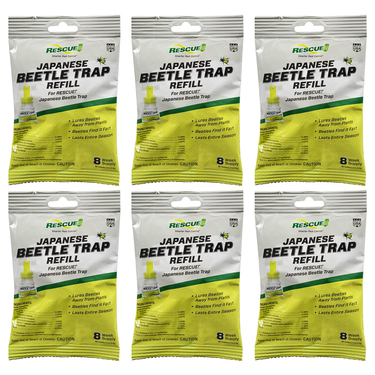 RESCUE! refill lure closeup attracting beetles to the trap and away from plants