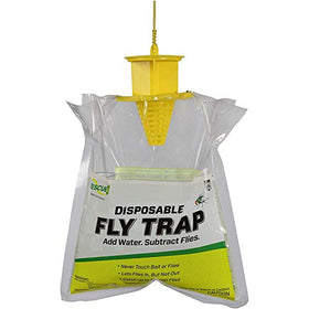 RESCUE! Trap placed near garbage can for targeted outdoor fly control.