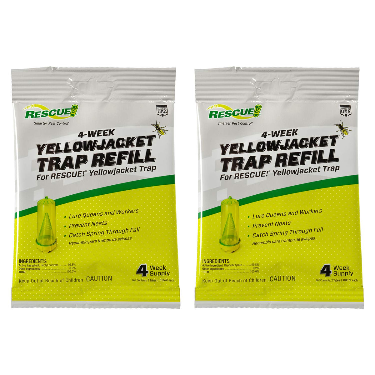 RESCUE! Yellowjacket attractant two vials ready for trap use to lure pests.