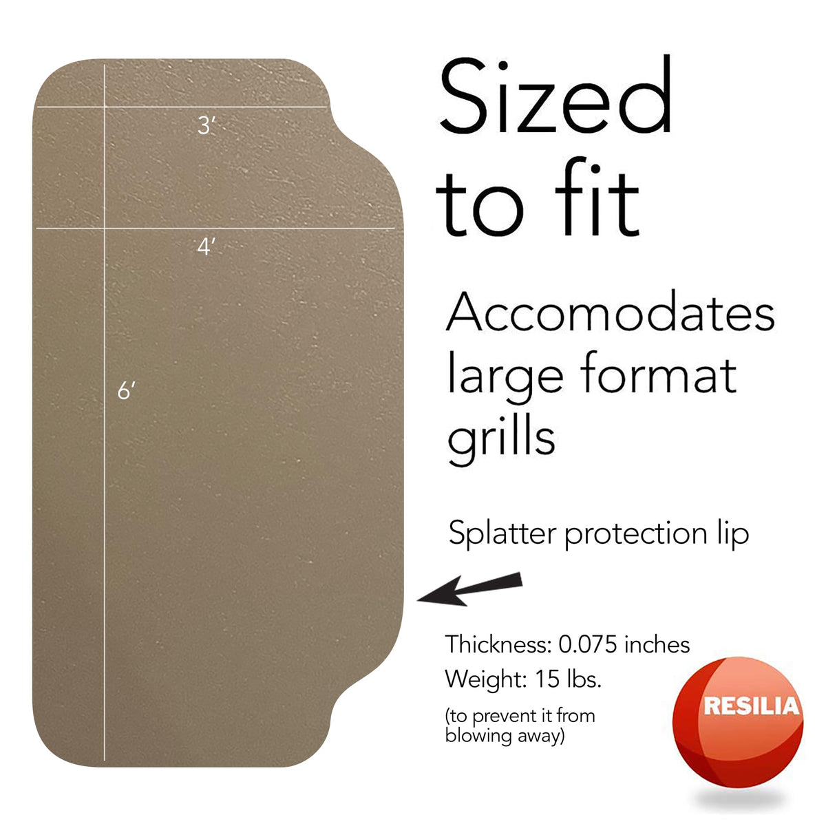 RESILIA non-slip textured surface provides stable grill setup