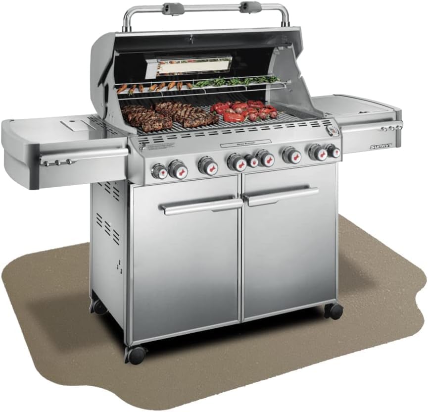 RESILIA large under grill mat in beige protects decks from grease and splatters