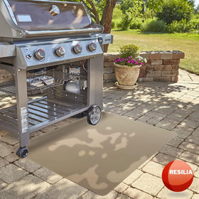 RESILIA outdoor floor protector for deck and patio in beige guards against spills.