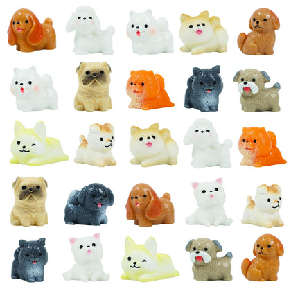 ResinGlow mini dogs figurines in assorted poses for fairy gardens and party favors