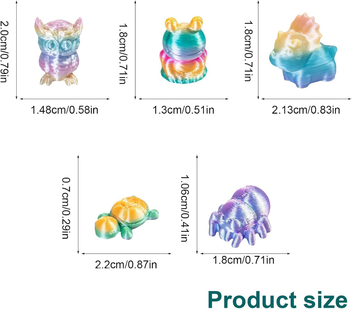 ResinGlow gradient mini figurine collection display shows vibrant colors.