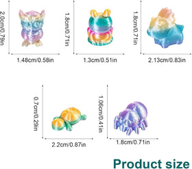 ResinGlow gradient mini figurine collection display shows vibrant colors.
