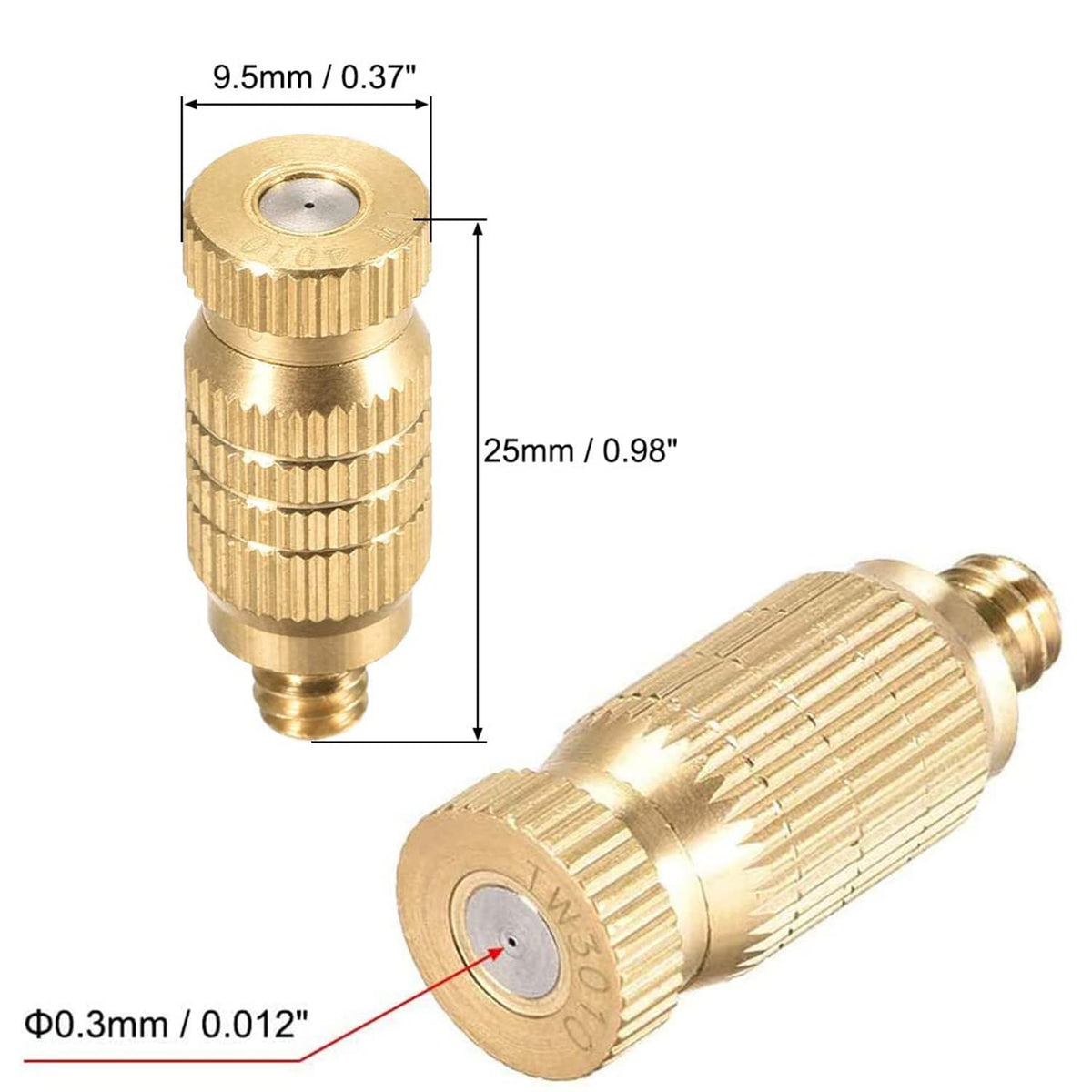 RESNSTAR brass misting nozzle close-up 0.012 inch orifice ensures steady spray