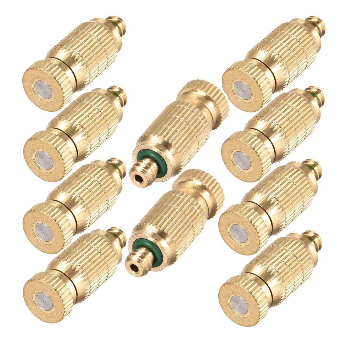RESNSTAR brass misting nozzle 10-pack front view for durable outdoor cooling
