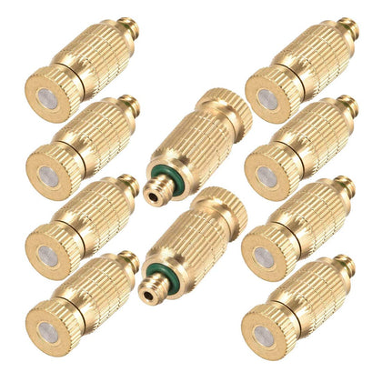 RESNSTAR brass misting nozzle 10-pack front view for durable outdoor cooling